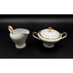 Edelstein Bavaria Contessa Sugar And Creamer Gold Trim 19673 Feather Germany